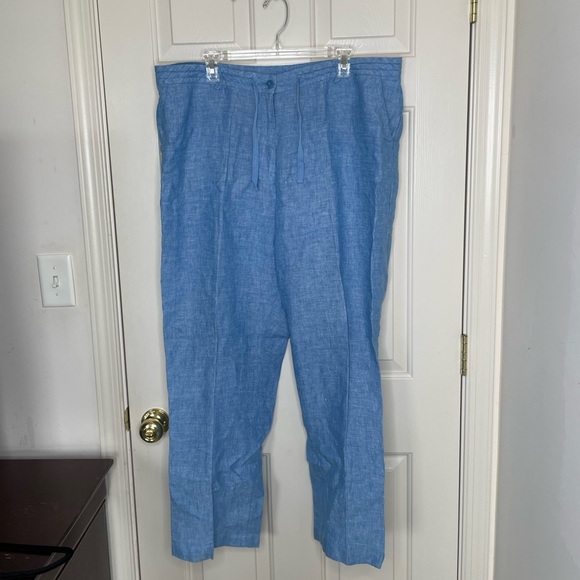 L.L. Bean chambray blue 100% linen pants elastic tie waist | 18 - Picture 2 of 13